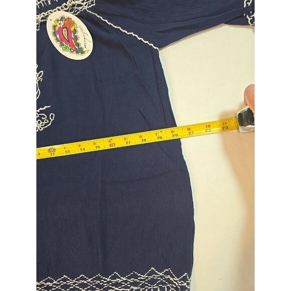 Embroidered boho top by Magazine Tassel tie front 100% Cotton Size M New - Picture 16 of 16